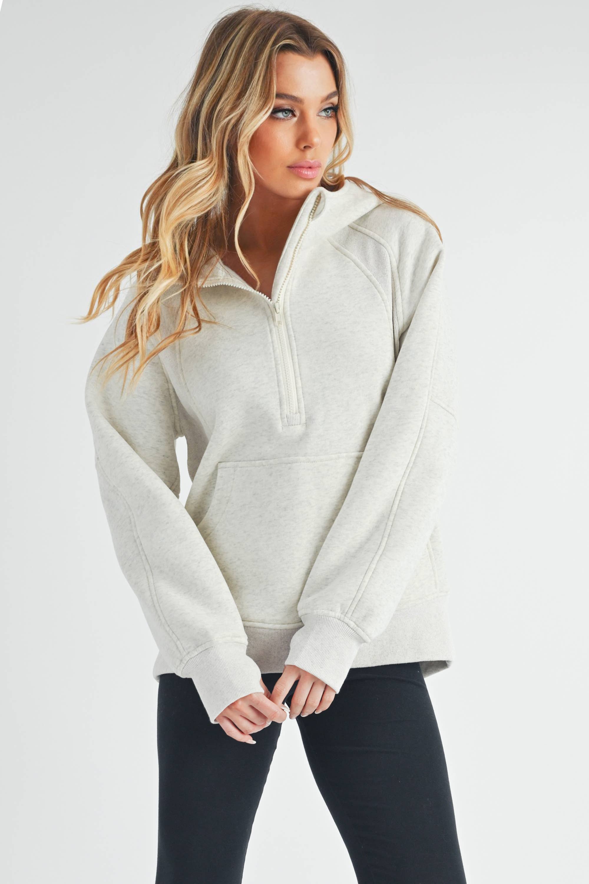 AEMI + CO - Venta al por mayor Sudadera con capucha - Mujer - Sudadera con media cremallera larga 990DK Drea21