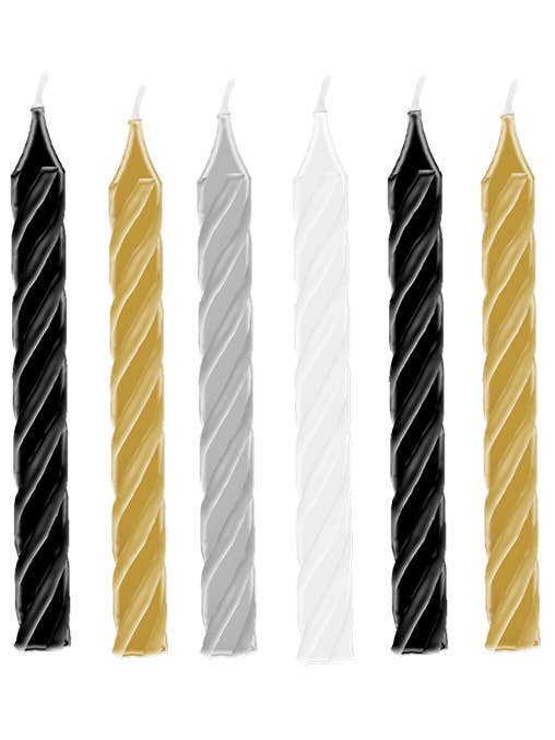 Velas para bolo - Mistura de dourado-prateado-branco e preto por atacado de PD Party