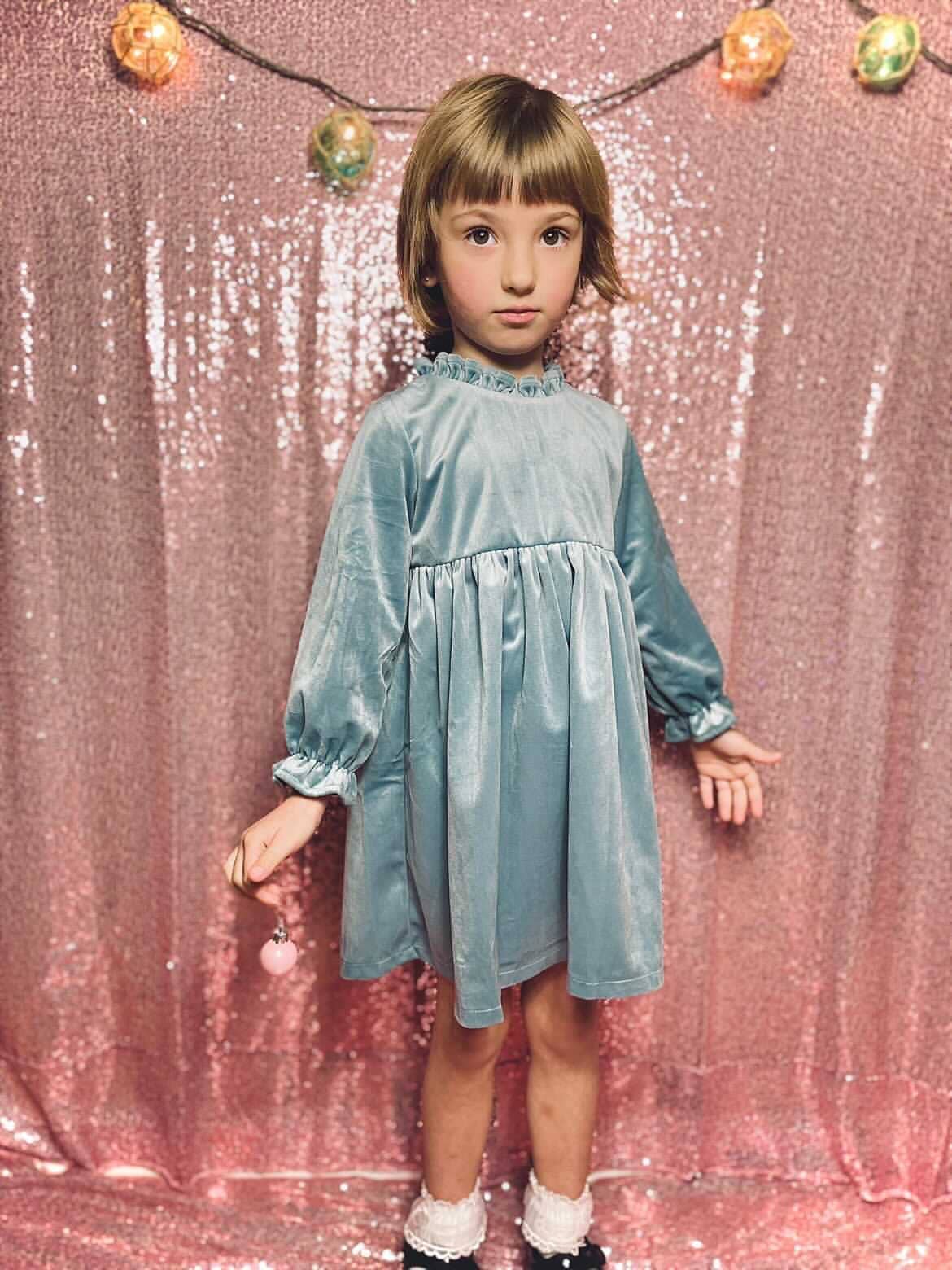 Strawberry Jam Kids - Vente Robe – enfant - Robe d'hiver en velours bleu pour bébés et petites filles de Noël7