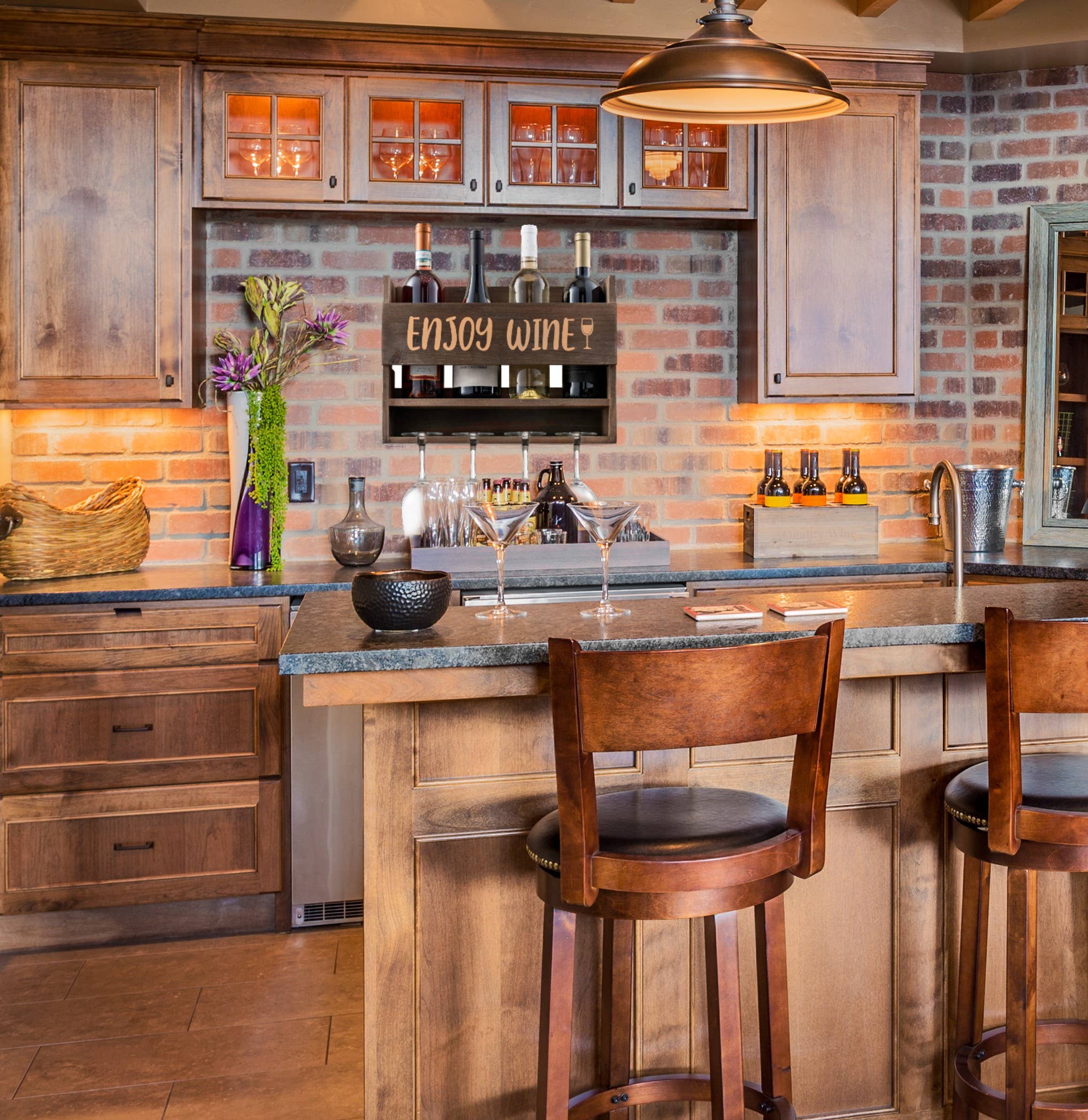 Bezrat – wholesale Wine rack – Wall Mounted Wine Rack - Wine Gifts - Wine Glasses Included9