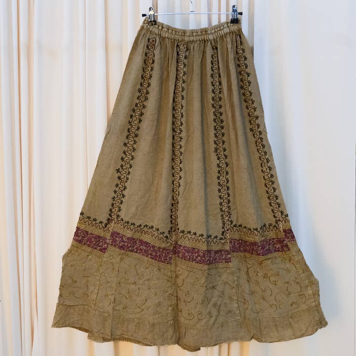 Karma Nepal Crafts - Wholesale Top & skirt set – Women's - Flowy Long Tiered Embroidery Skirt4