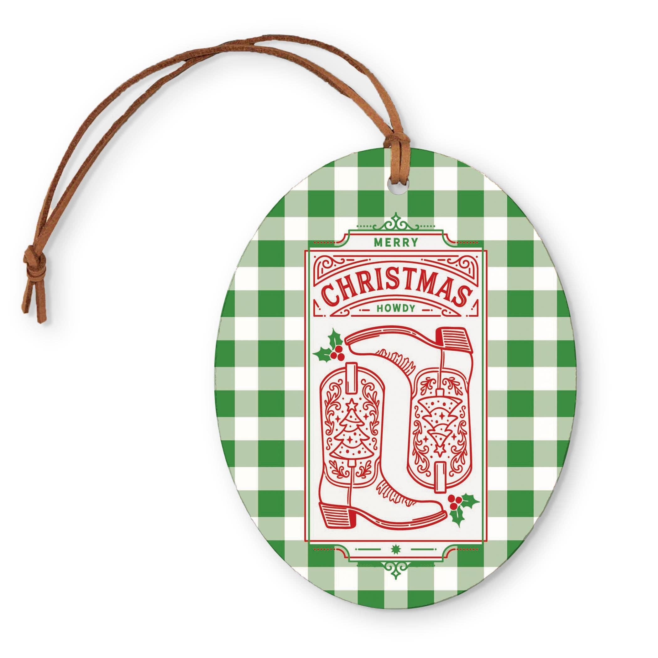 White Oval Ornament-Western Christmas for wholesale on Faire0