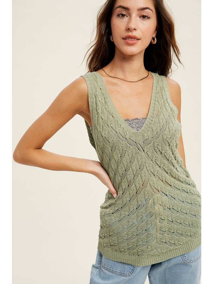 SHEER PATTERN TANK SWEATER / WL19-3501 for wholesale by Wishlist Apparel