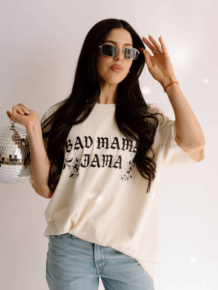 Bad Mama Jama Mother Retro Mom Comfort Colors Graphic Tee for wholesale by Uncommon Wild