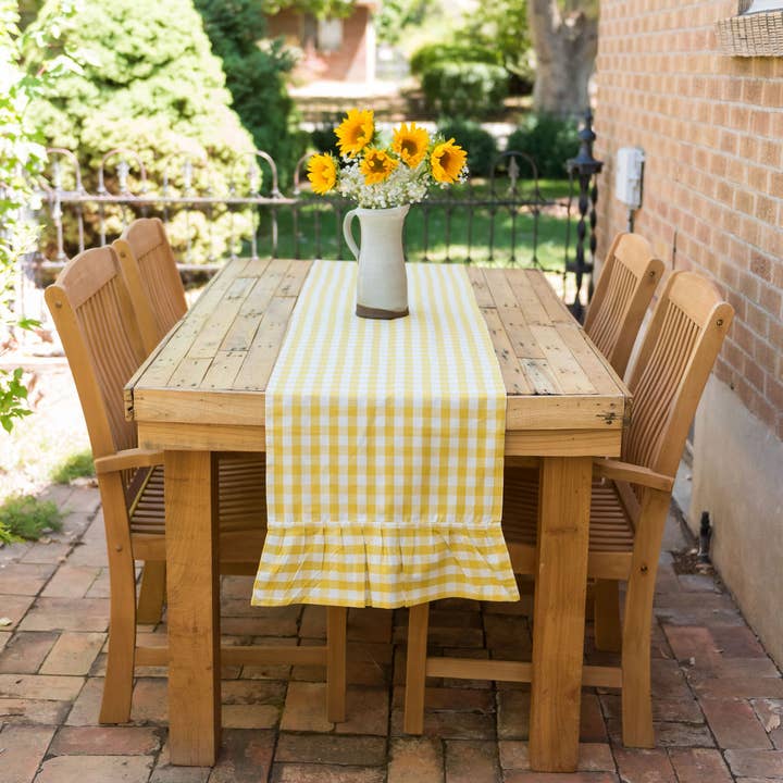 Galley and Fen - Wholesale Table Runner - Yellow Gingham Table Runner