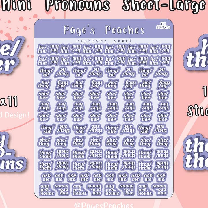 Mini fiches de pronoms pour la vente par Page's Peaches