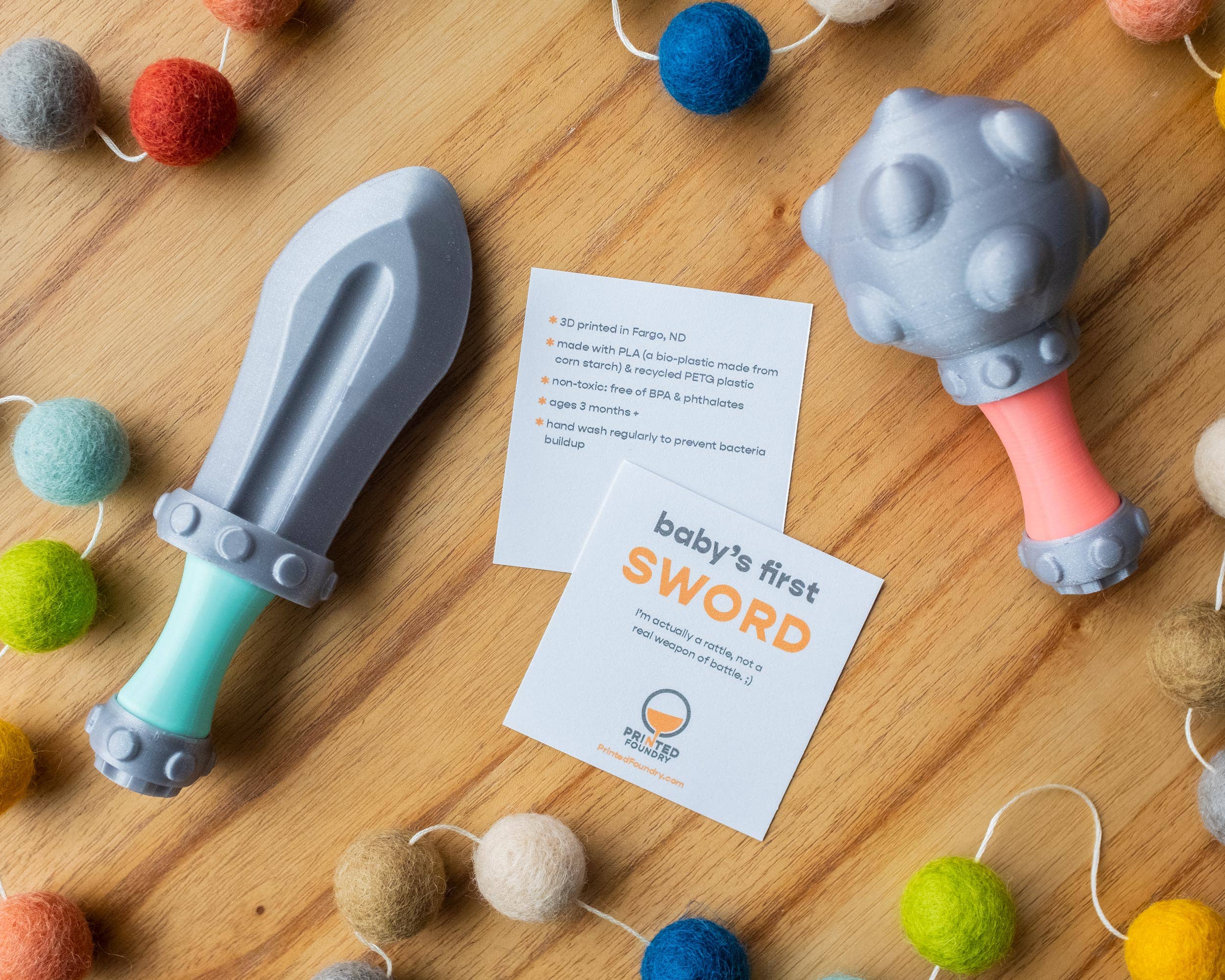 Printed Foundry - Wholesale Handheld Rattle - Baby - Baby's First Mace - Fun Rattle Sensory Toy for Babies4