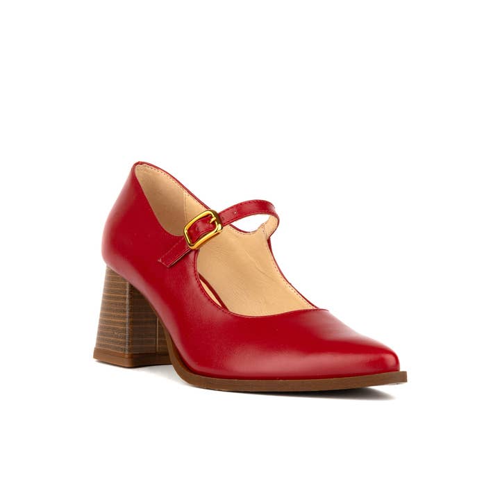 Embassy London – wholesale Low heels – Women′s – Hyde - Red - Women's Leather Mary Jane Pump2