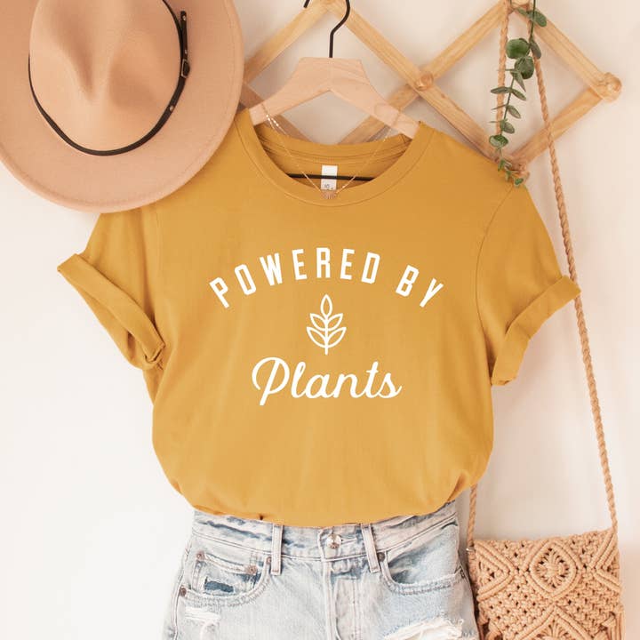 Powered By Plants Shirt - Vegan Shirt - Vegetarian Shirt for wholesale by Humm & Willow
