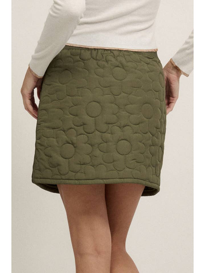 Promesa USA - Wholesale Skirt - Women's - Solid Floral Pattern Side Zipper Quilt Mini Skirt10