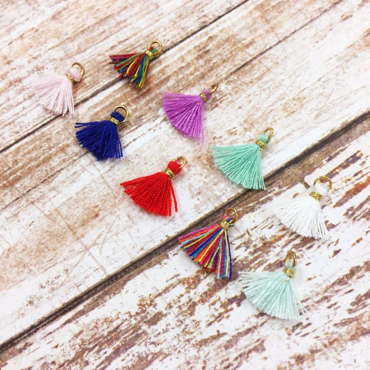 The Bead Bazaar - Wholesale Individual Charm/Pendant - Tassels, Mini Tassels, Jewelry Tassel, Jewelry Making, Pack of 10, Wool, Tassel, Tassel Pendant, Boho Tassels