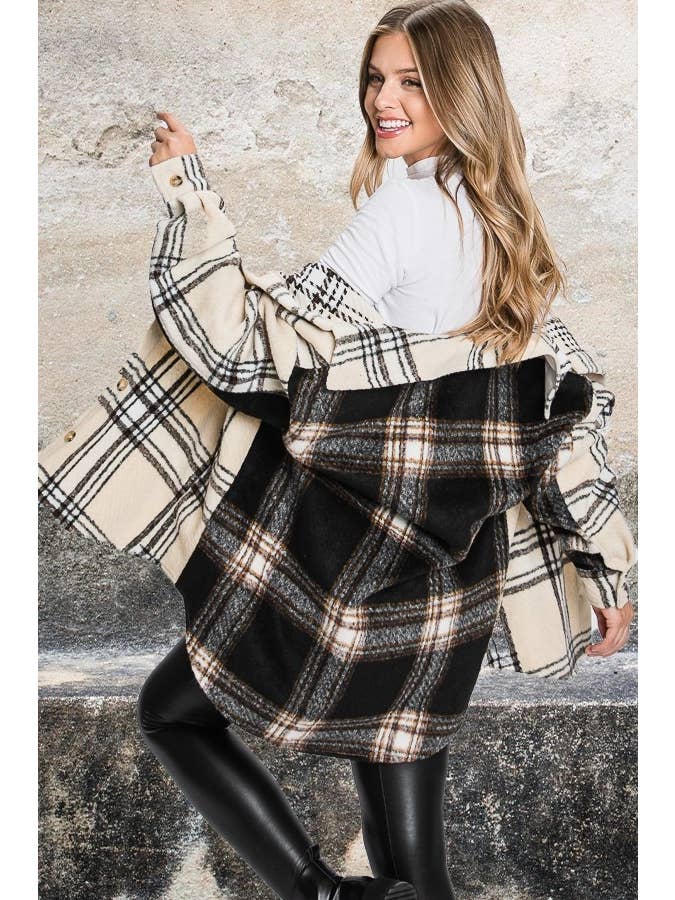 ELLEBORN – Engroshandel Skjortejakke/shacket – til kvinder – PLAID JAKKE MED KONTRASTERENDE RYG 
3248T-A41