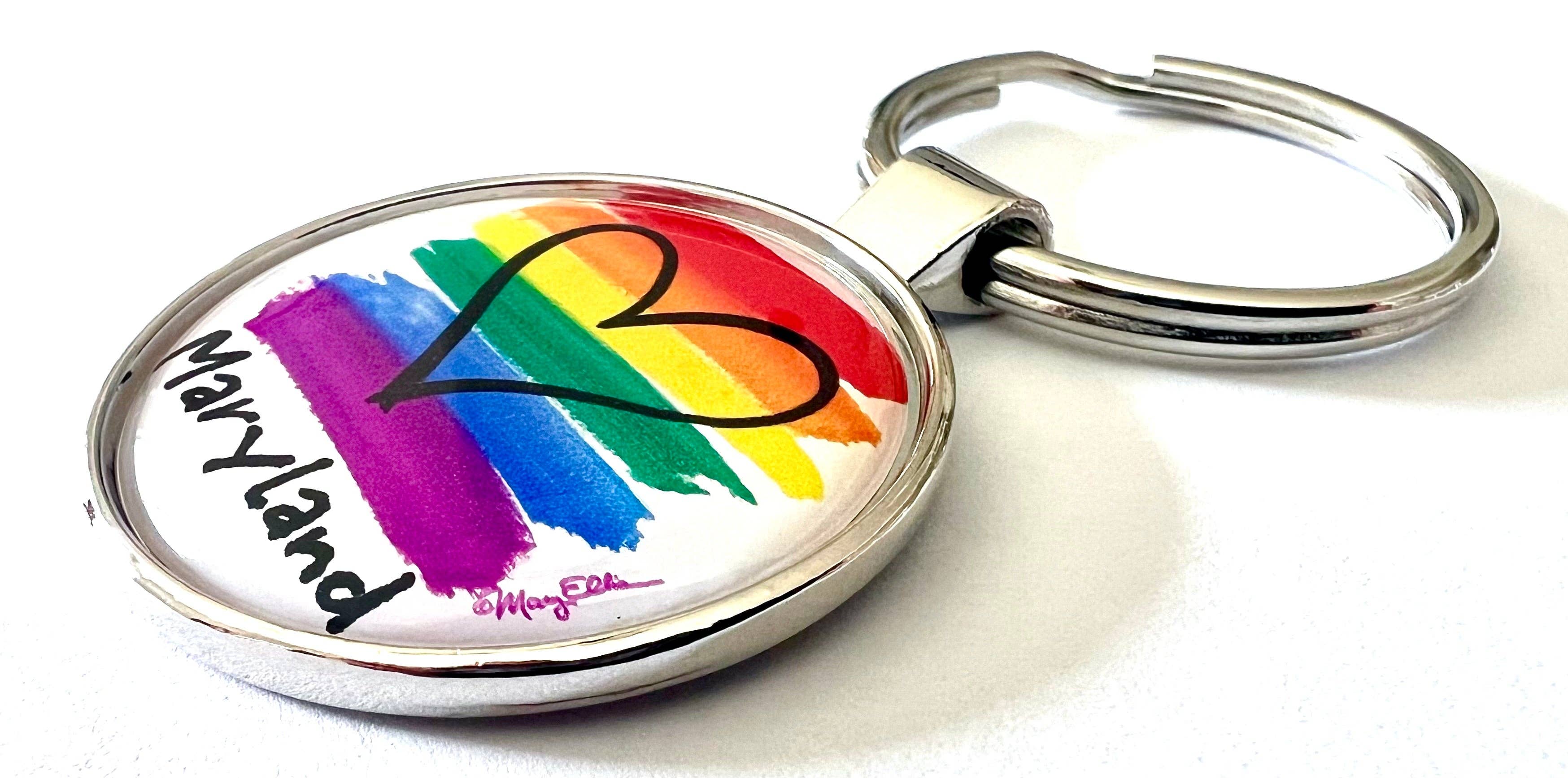 Mary Ellis - Wholesale Keychain - Unisex - Maryland Rainbow Heart Keychain1