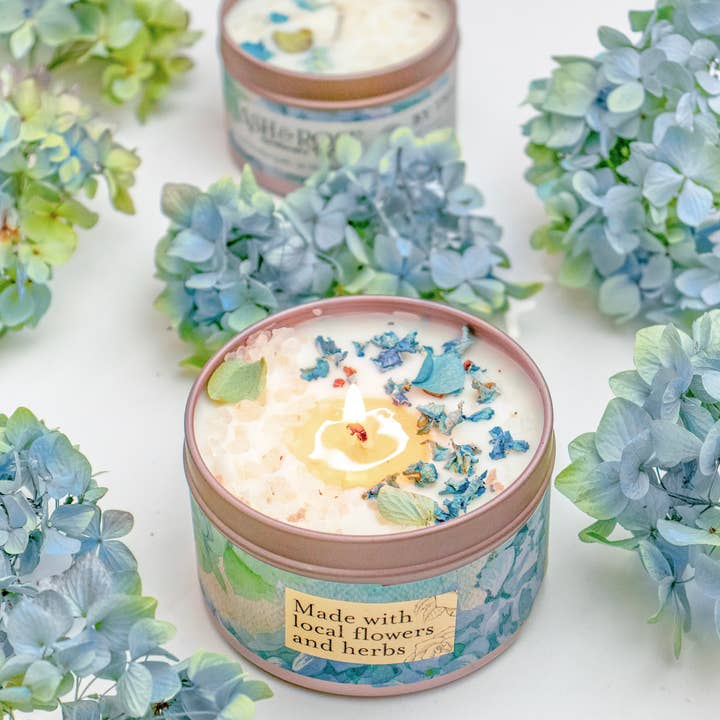 Ash & Rose - Wholesale Jar/Filled Candle - By the Sea - Hydrangea and Sea Salt Candle