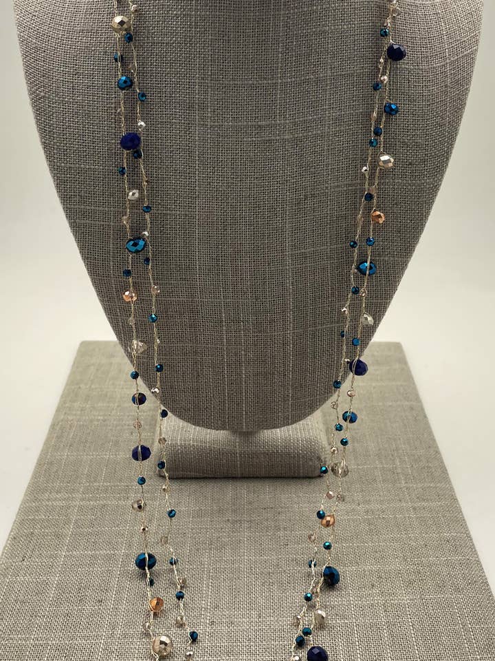 Collar largo de seda de doble hebra para venta al por mayor de Crossroads Accessories Inc