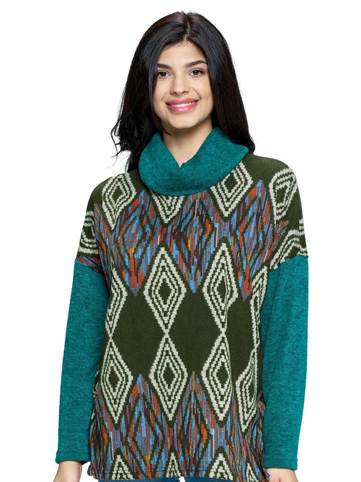 SALDI Maglione con stampa tribale e scollo ad anello per la vendita all'ingrosso da parte di Yak & Yeti