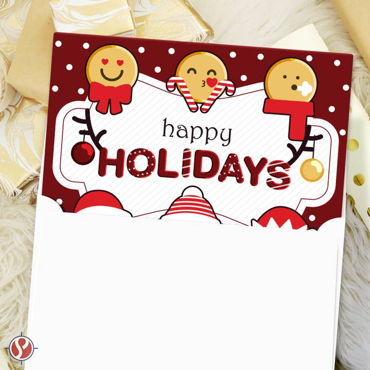 Fine Cardstock - Venta al por mayor Tarjetas de felicitación de Navidad - Tarjetas de felicitación con emojis de felices fiestas 2025, juego de 25