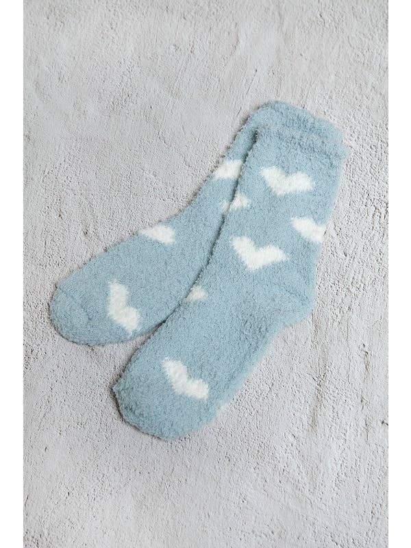JOSSLYN by wall to wall - Wholesale Socks - Women's - WARM CORAL FLEECE PLUSH HEART FUZZY SOCKS | 40S02043