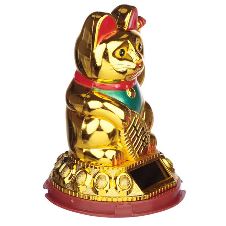 Puckator Ltd - Wholesale Ornament - Maneki Neko Golden Lucky Waving Cat Solar Pal4