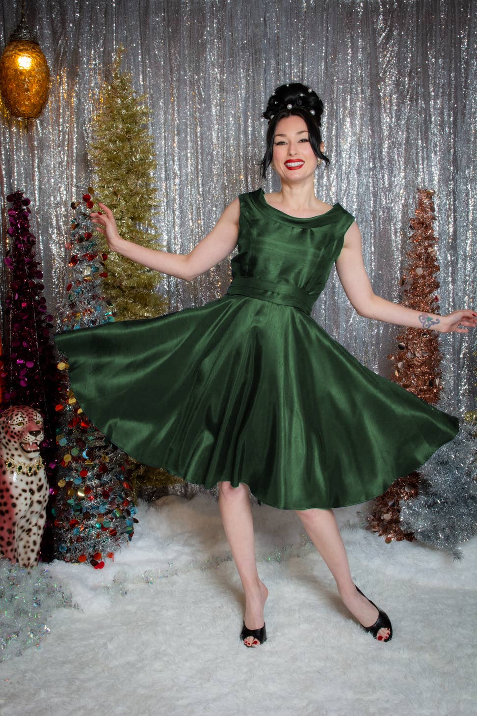 Heart of Haute - Wholesale Dress - Women's - MTO- Suzette Dress, Green Shantung  0