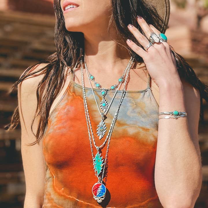 Hiouchi Jewels | Rose & Bolt Grateful Dead Jewelry – wholesale Pendant/charm necklace – Lazy Lightning Bolt Pendant | Labradorite6