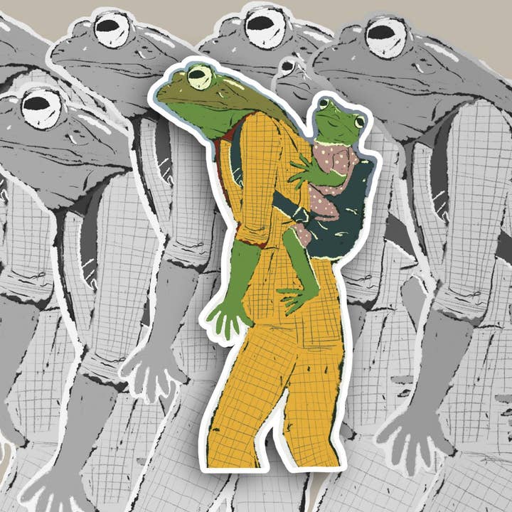 Autocollant Hiking Frog pour la vente par Kyndra Sweep illustrations