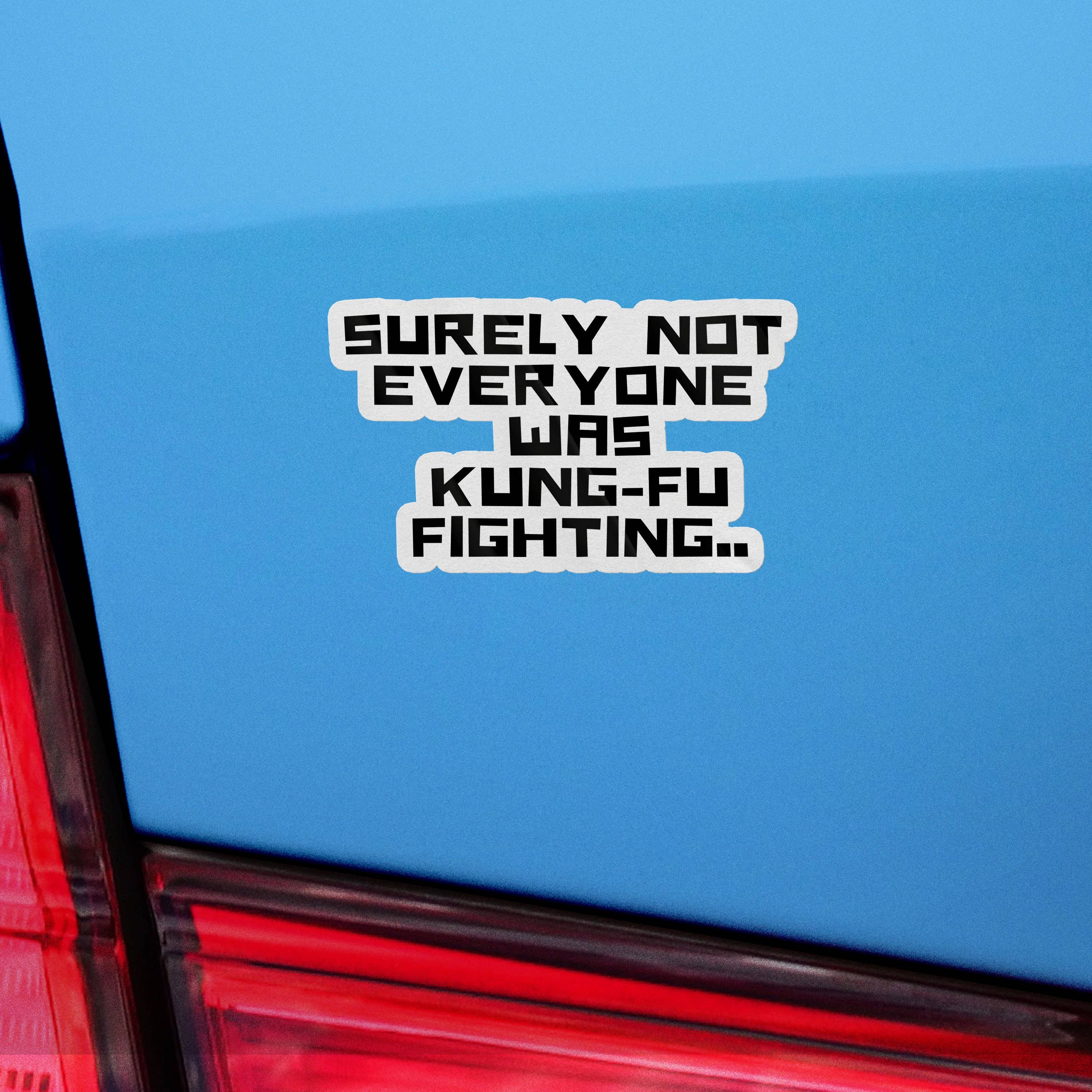 Sticker Bull - Wholesale Sticker - Surely Not Everyone Was Kung Fu Fighting Sticker, Funny Meme Sticker, Kung Fu Parody Sticker, Vinyl Sticker, Water Bottle, Hydroflask6