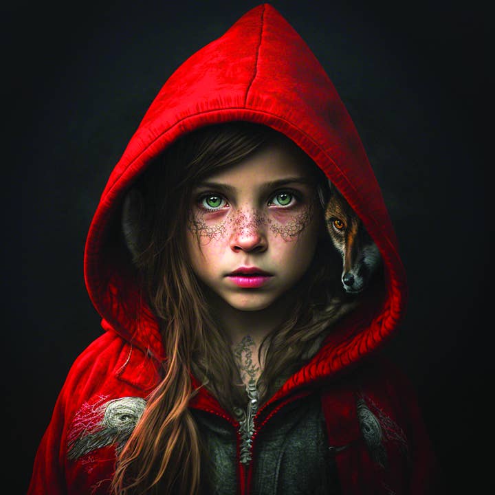 Madder créations - Wholesale Postcard - Red Riding Hood 0004 postcard with envelope0