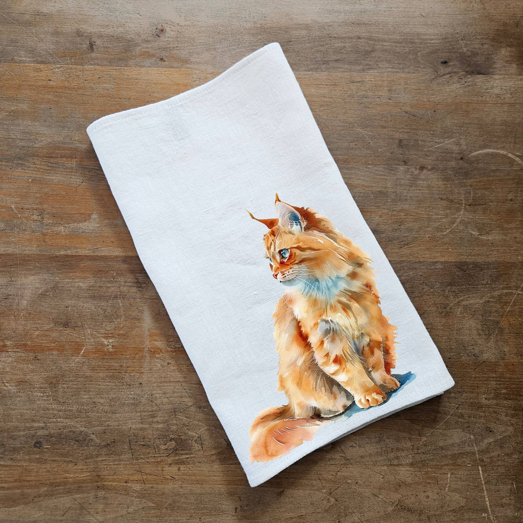 NorraVilla - Wholesale Tea Towel - 100% Linen Kitchen Towel with Cat Missy print4