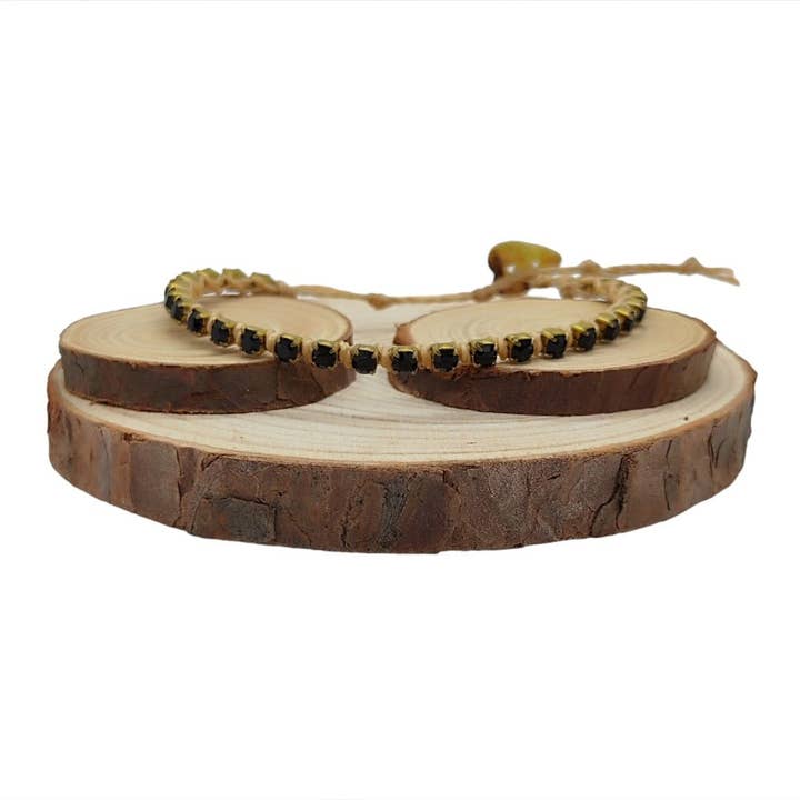 Kristallkedjearmband Små - Jet för wholesale av QUÉ MÁS JEWELS