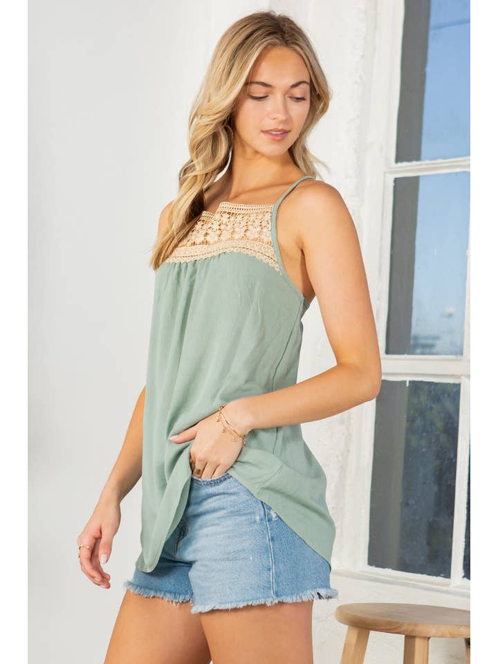 Orange Farm Clothing - Wholesale Blouse - Women's - Lace Trim Detailed Cross Back Top-3 COLORS*6