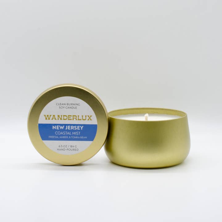 Vela de soja Wanderlux New Jersey Coastal Mist de 6.5 onzas para venta al por mayor de Wanderlux Candles