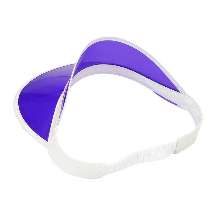 Cap Zone - Wholesale Visor - Women's - Vibrant Translucent Plastic White PVC Trim Elastic Visor