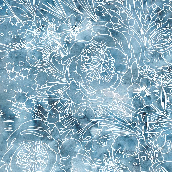 Papel de embrulho floral de lavagem azul por atacado de Create Joy Project