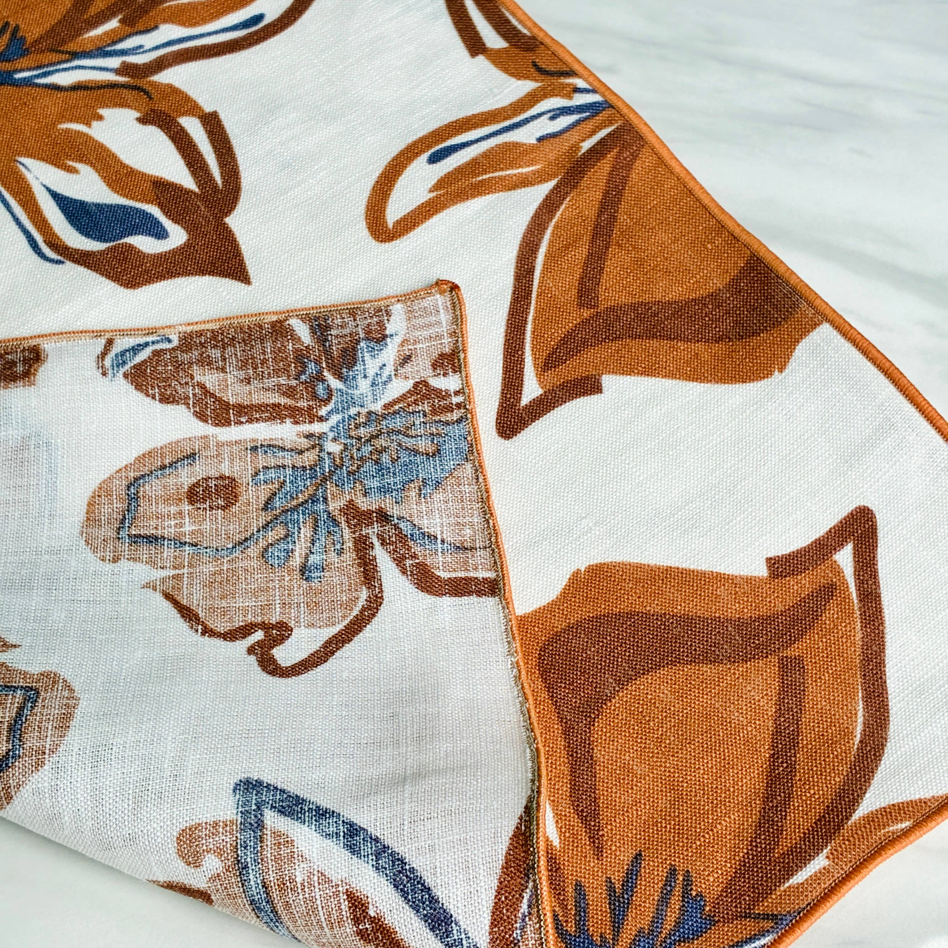 Belle Linen - Vente Chemins de table - Chemin de table en lin 100% premium avec feuilles d&#x27;automne vintage2