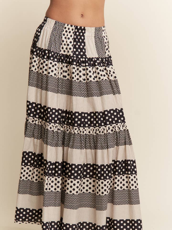 Polkadot Gelaagde Maxi Flowy Rok voor wholesale door J.NNA