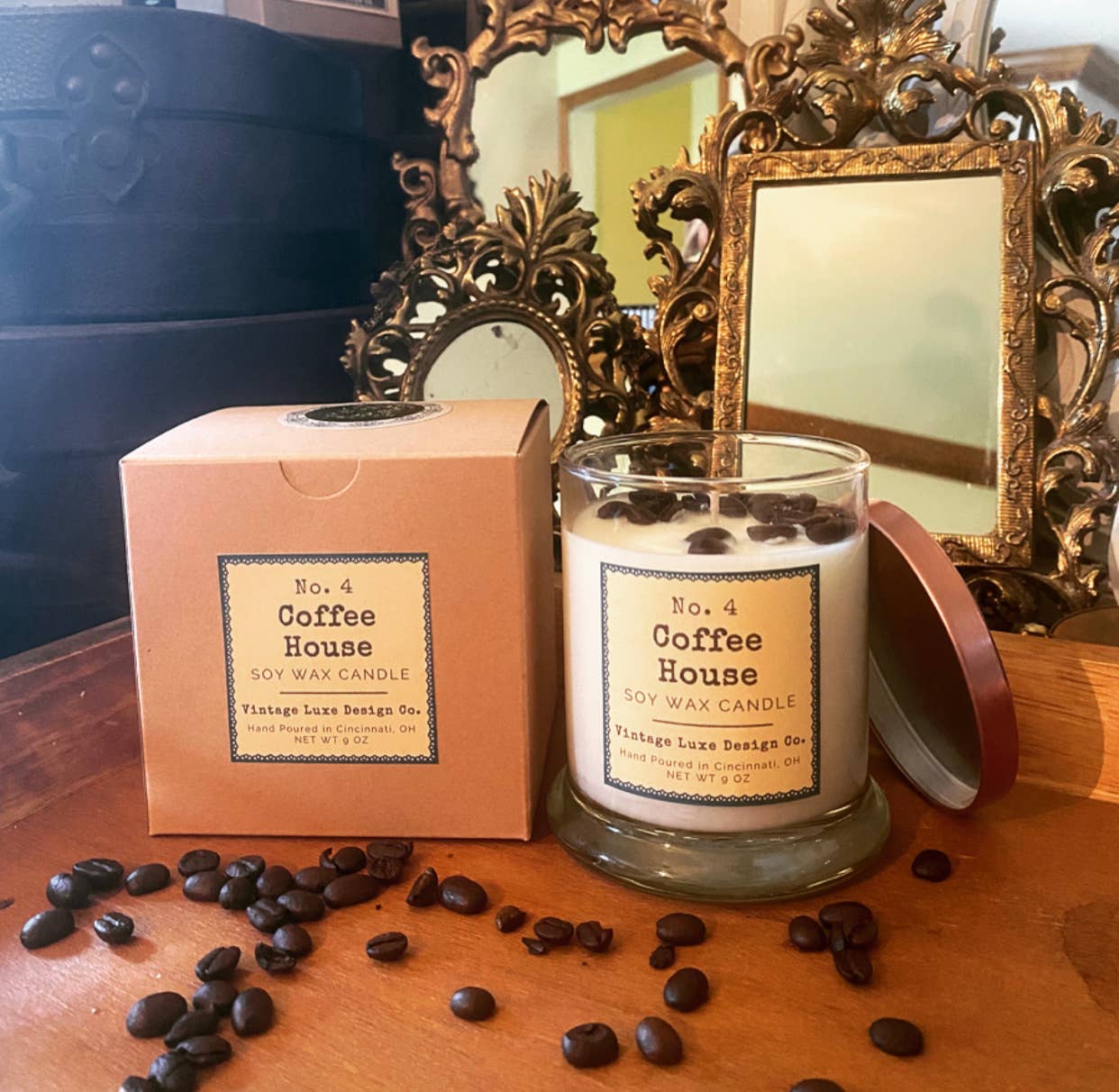 Vintage Luxe Design Co. - Wholesale Jar/Filled Candle - Coffee House 9 Oz. Soy Wax Candle * Vintage Luxury2