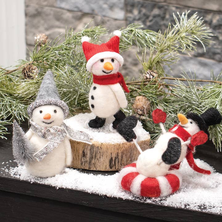Bright Ideas - Vente Objets de décoration - Décoration feutrée en forme de bonhomme de neige Tubing