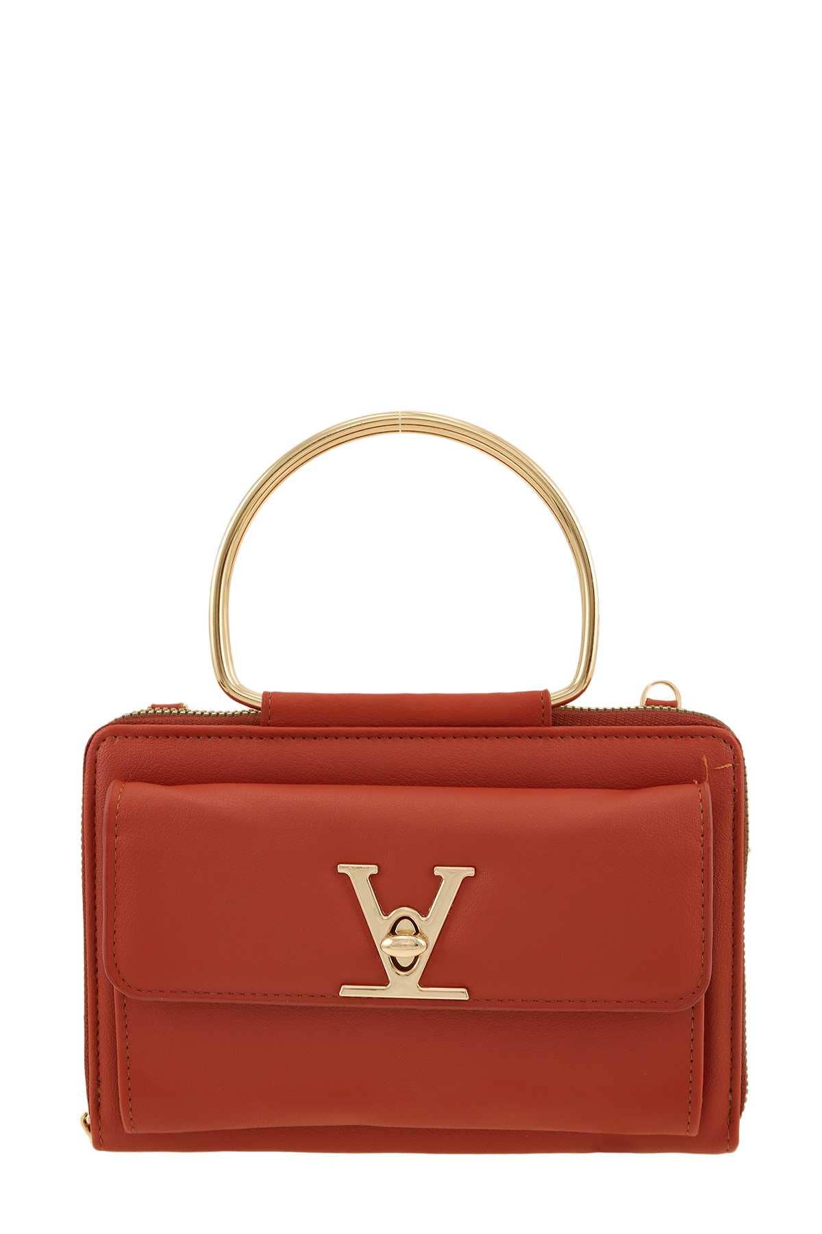 anbfashion - Wholesale Top Handle Bag - Women's - RECTANGULAR BAG WITH V ACCENT AND METAL HANDLE  425