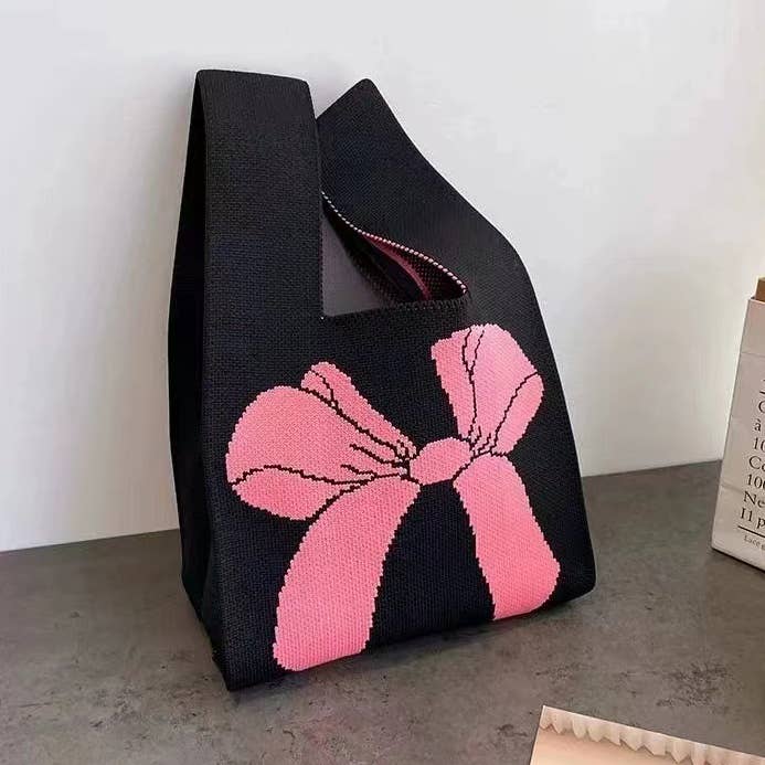 Sac à main en tricot à imprimé nœud pour femmes, sac à poignet décontracté Mini Knot pour la vente par Little Trendy
