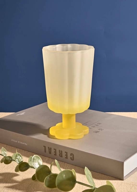 INSPECIAL HOME - Wholesale Wine Glass - MouthBlown Whimsical Petal Colored Wine Glasses - Case of 105