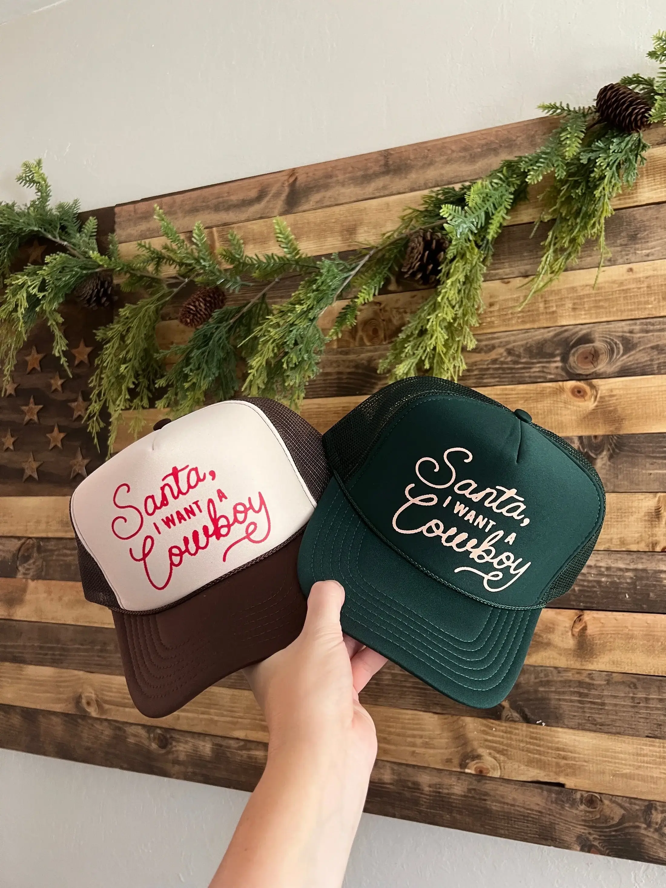 Wilder Made - Wholesale Trucker Hat - Women's - Santa, I Want A Cowboy Trucker Hat1