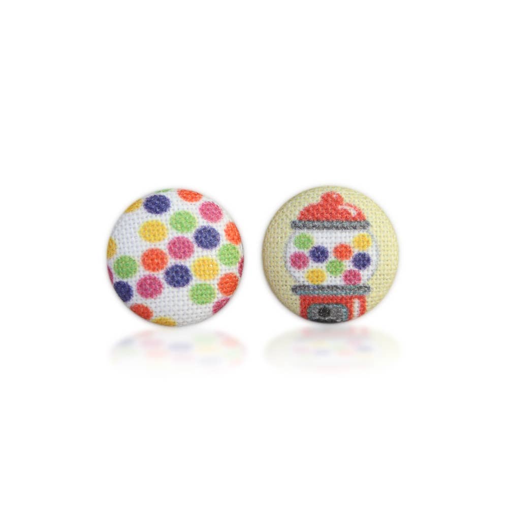 Rachel O's - Wholesale Stud/Post Earrings - Bubble Gum Fabric Button Earrings4