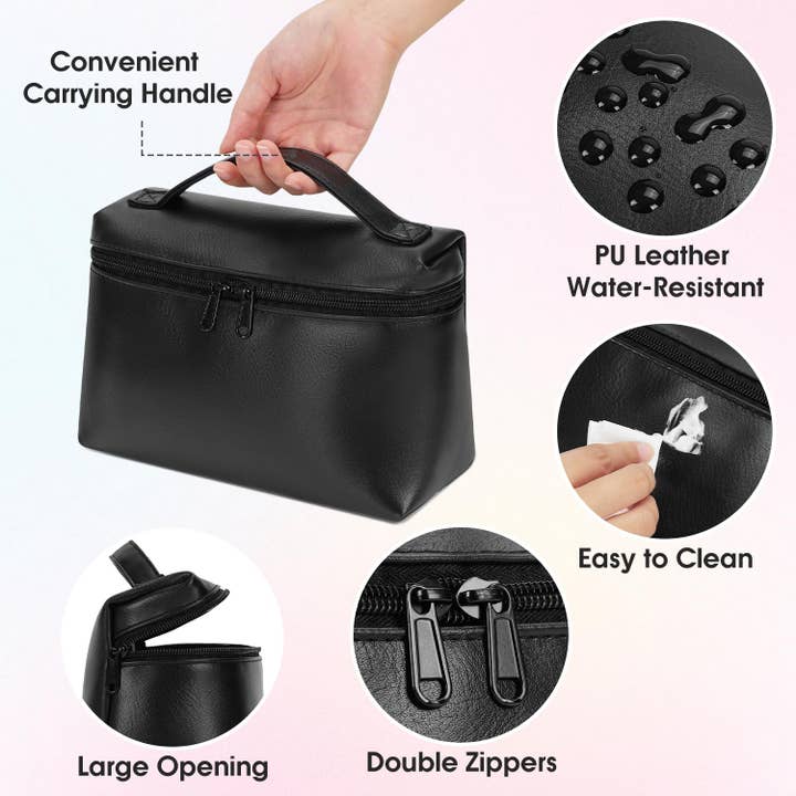 wandf - Wholesale Makeup/Cosmetic Bag - Makeup Cosmetic Bag Eco Vegan Leather With Built-in Pocket3