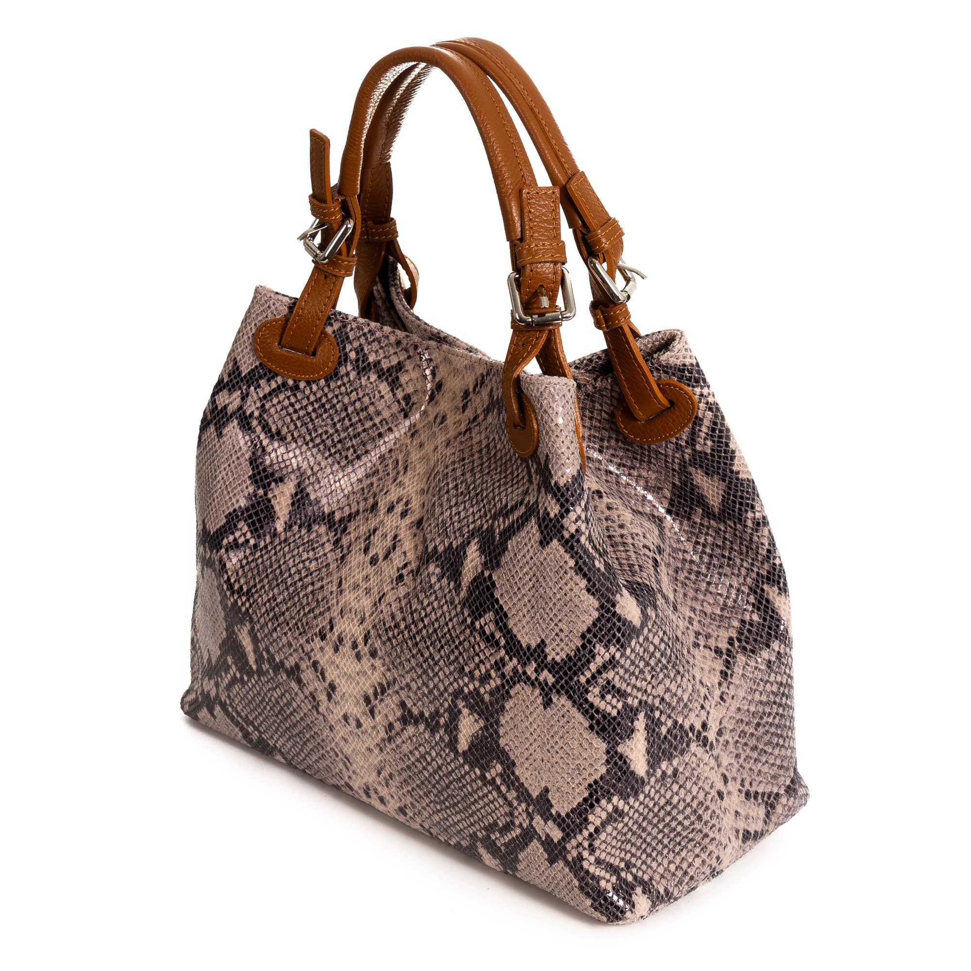 FIRENZE ARTEGIANI – Sacola - Mulher por atacado – Bolsa Tote Feminina Godeberta em Camurça de Python e Couro Legítimo10