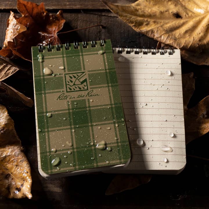 Rite in the Rain - Vendita all'ingrosso Quaderni - Quaderno a spirale Rite in the Rain, 7,6 x 12,7 cm, motivo tartan verde1