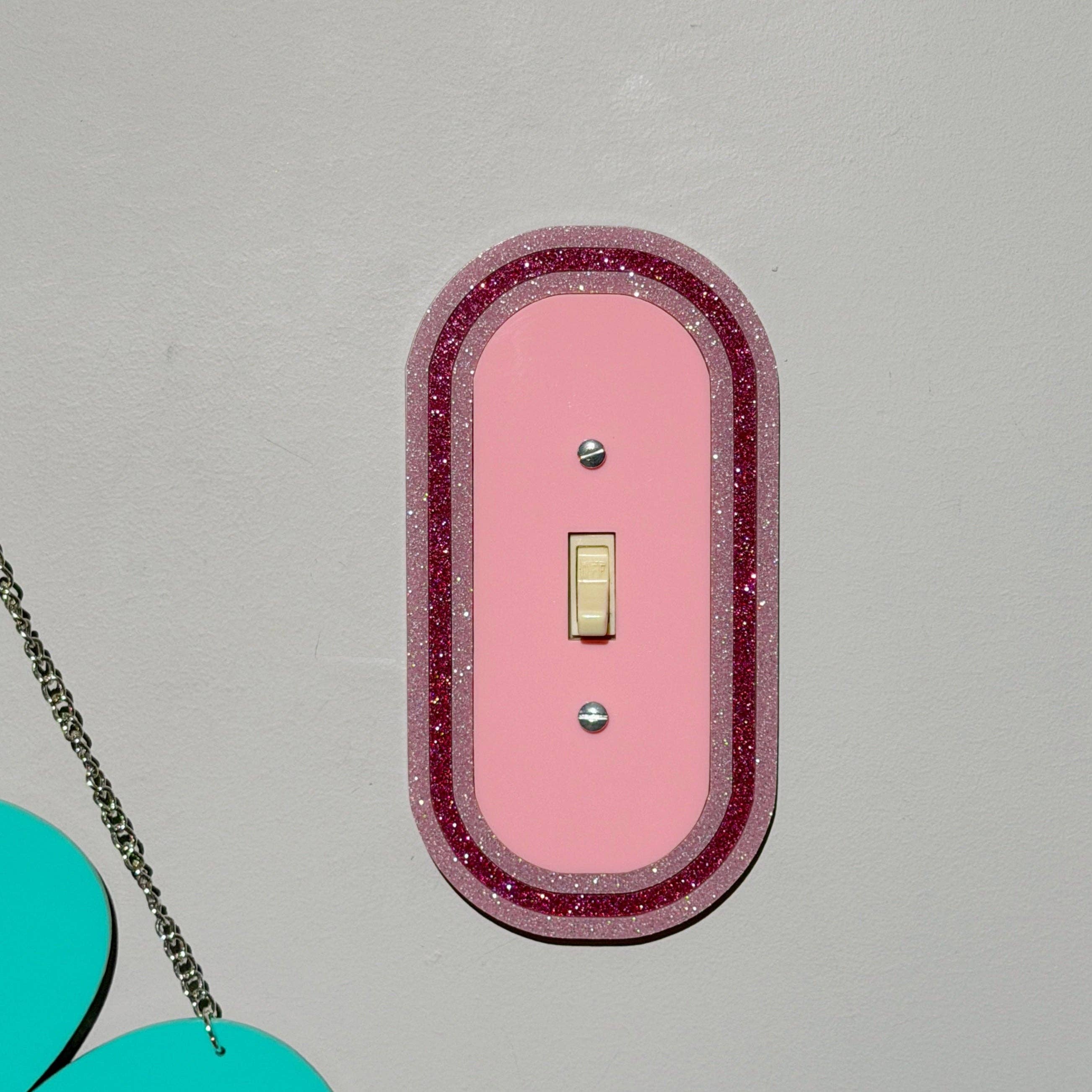 The Kitschy Cactus - Wholesale Light Switch Cover/Plate - Pink Glitter Light Switch Cover1