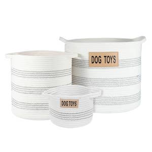 Midlee Two Tone Rope Dog Toy Storage Basket
