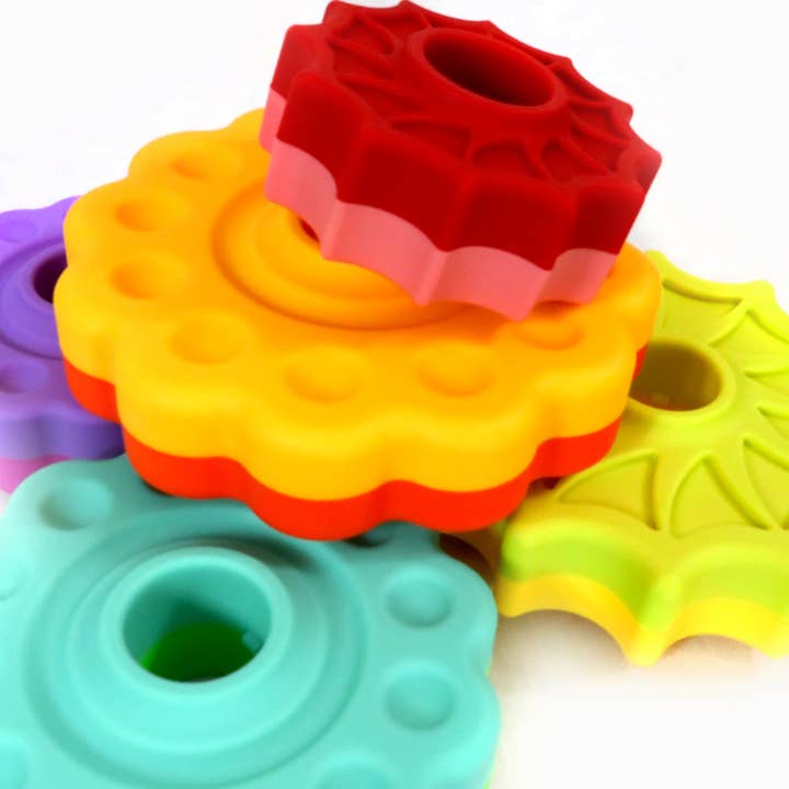 Regal Games - Wholesale Stacking Rings Game - Baby - Rainbow Gears Spin Tower
