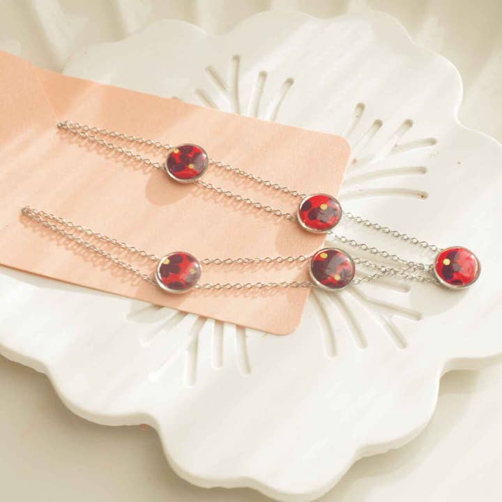 Colar gargantilha em aço – Papel japonês resinado vermelho por atacado de MayaGami Création